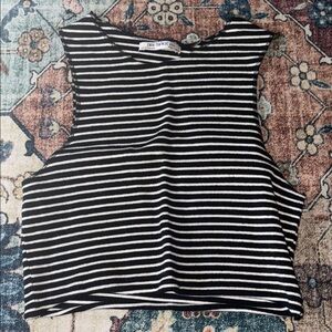 Zara Black & White Striped Cropped Sleeveless Top
